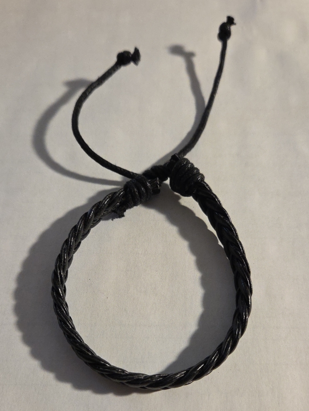 Black Braided Pleather Adjustable Bracelet